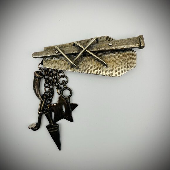 Jewelry - Navarro Sterling Modernist Talisman Brooch w/ Charms — 57g